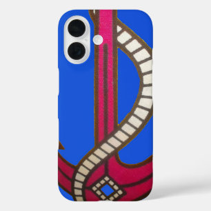 かわいいレトロヴィンテージネイビーブルーいかりアートデザイン iPhone 16ケース