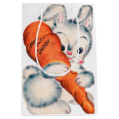 かわいいレトロヴィンテージハッピーイースターダディbunny ミディアムペーパーバッグ (正面)