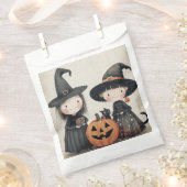 かわいいレトロヴィンテージハロウィンキッズトリックまたはトリート フェイバーバッグ (クリップ留めされた状態)