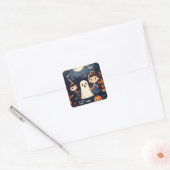 かわいいレトロヴィンテージハロウィンキッズ幽霊カボチャ スクエアシール (封筒)