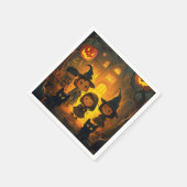 かわいいレトロヴィンテージハロウィンキッズ幽霊カボチャ スタンダードカクテルナプキン (角)