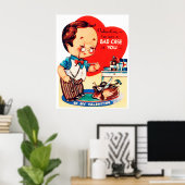 かわいいレトロヴィンテージバレンタインのポスター ポスター (ホームオフィス)