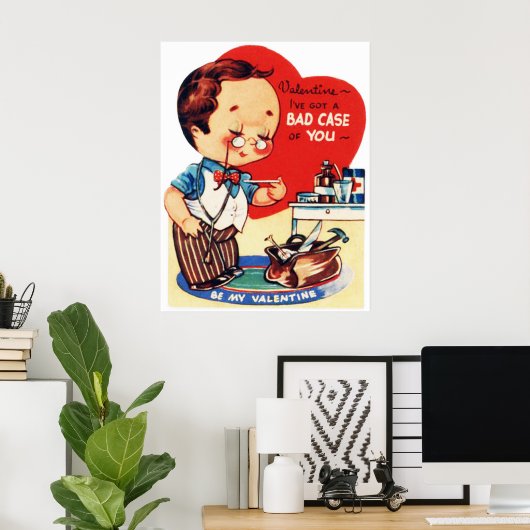 かわいいレトロヴィンテージバレンタインのポスター ポスター (ホームオフィス)