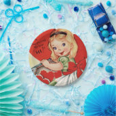 かわいいレトロヴィンテージバレンタインガールパーティー ペーパープレート (パーティー)