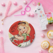 かわいいレトロヴィンテージバレンタインガールパーティー ペーパープレート (パーティー)