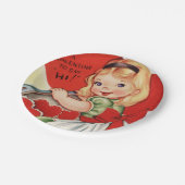 かわいいレトロヴィンテージバレンタインガールパーティー ペーパープレート (アングル)