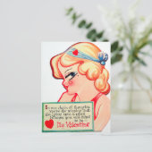 かわいいレトロヴィンテージバレンタインガール シーズンポストカード (スタンド正面)