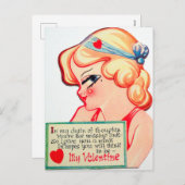 かわいいレトロヴィンテージバレンタインガール シーズンポストカード (正面/裏面)