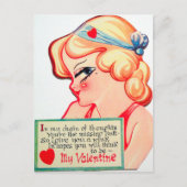 かわいいレトロヴィンテージバレンタインガール シーズンポストカード (正面)