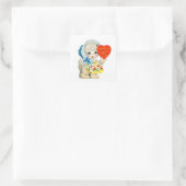 かわいいレトロヴィンテージバレンタインキャット スクエアシール (バッグ)