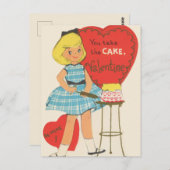 かわいいレトロヴィンテージバレンタインケーキ ポストカード (正面/裏面)