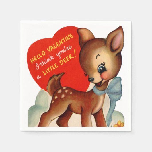 かわいいレトロヴィンテージバレンタインデアパーティー スタンダードカクテルナプキン (正面)