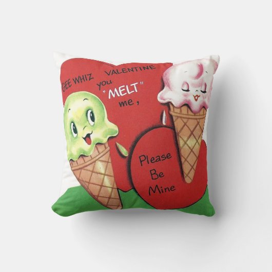 かわいいレトロヴィンテージバレンタインデコー クッション (正面)