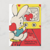 かわいいレトロヴィンテージバレンタインデー シーズンポストカード (正面)