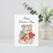 かわいいレトロヴィンテージバレンタインデー ポストカード (スタンド正面)