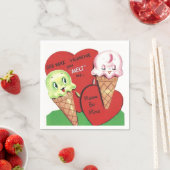 かわいいレトロヴィンテージバレンタインパーティーアイスクリーム スタンダードカクテルナプキン (インサイチュ)