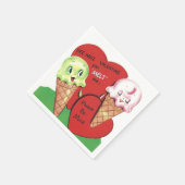 かわいいレトロヴィンテージバレンタインパーティーアイスクリーム スタンダードカクテルナプキン (角)