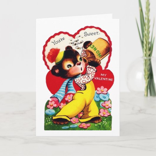 かわいいレトロヴィンテージバレンタインベア シーズンカード (正面)