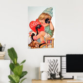 かわいいレトロヴィンテージバレンタインボーイのポスター ポスター (ホームオフィス)