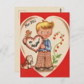 かわいいレトロヴィンテージバレンタインボーイ ポストカード (正面/裏面)