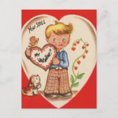 かわいいレトロヴィンテージバレンタインボーイ ポストカード (正面)