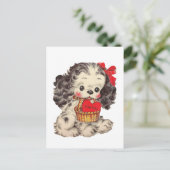 かわいいレトロヴィンテージバレンタイン犬はがき ポストカード (スタンド正面)