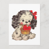 かわいいレトロヴィンテージバレンタイン犬はがき ポストカード (正面)
