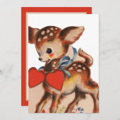 かわいいレトロヴィンテージバレンタイン鹿 シーズンカード (正面/裏面)