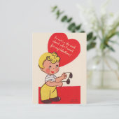 かわいいレトロヴィンテージバレンタイン ポストカード (スタンド正面)