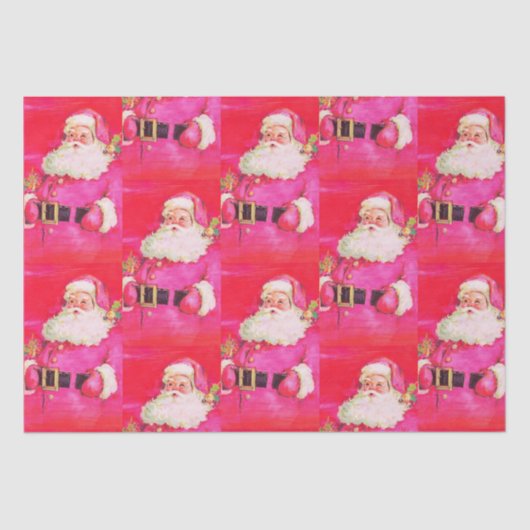 かわいいレトロヴィンテージピンクサンタクロース 薄葉紙 (正面)