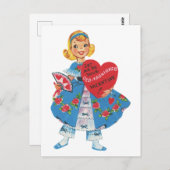 かわいいレトロヴィンテージファッションガールバレンタイン ポストカード (正面/裏面)