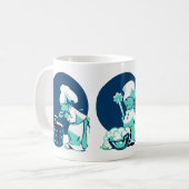 かわいいレトロヴィンテージブルーボーイシェフ調理師ベイカー コーヒーマグカップ (正面左)