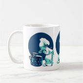 かわいいレトロヴィンテージブルーボーイシェフ調理師ベイカー コーヒーマグカップ (左)