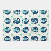 かわいいレトロヴィンテージブルーボーイシェフ調理師 キッチンタオル (横)