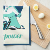 かわいいレトロヴィンテージブルーボーイベイカー キッチンタオル (四つ折り)