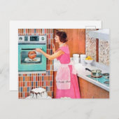 かわいいレトロヴィンテージベーキングレディーキッチン シーズンポストカード (正面/裏面)