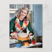かわいいレトロヴィンテージベーキングレディ シーズンポストカード (正面)