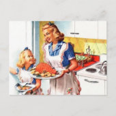 かわいいレトロヴィンテージママ娘キッチン ポストカード (正面)