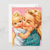 かわいいレトロヴィンテージママ&ベビー シーズンポストカード (正面/裏面)