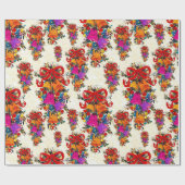 かわいいレトロヴィンテージレッドボウの休日ベージュ ラッピングペーパー (フラット)