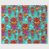 かわいいレトロヴィンテージレッドボウホリデーズアクア ラッピングペーパー (フラット)