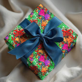 かわいいレトロヴィンテージレッドボウホリデーズグリーン ラッピングペーパー