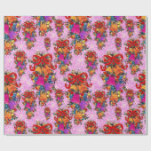 かわいいレトロヴィンテージレッドボウホリデーズピンク ラッピングペーパー (フラット)