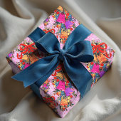 かわいいレトロヴィンテージレッドボウホリデーズピンク ラッピングペーパー