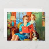 かわいいレトロヴィンテージレディ読ーの葉書 シーズンポストカード (正面/裏面)