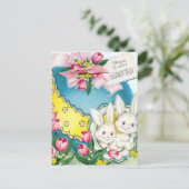 かわいいレトロヴィンテージ孫イースターバニー ポストカード (スタンド正面)