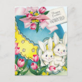 かわいいレトロヴィンテージ孫イースターバニー ポストカード (正面)