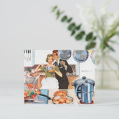 かわいいレトロヴィンテージ料理レディーキッチンハガキ シーズンポストカード (スタンド正面)