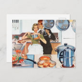 かわいいレトロヴィンテージ料理レディーキッチンハガキ シーズンポストカード (正面/裏面)