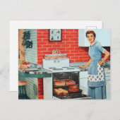 かわいいレトロヴィンテージ料理レディーキッチンハガキ シーズンポストカード (正面/裏面)